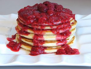 Pancakes with Raspberry Sauce