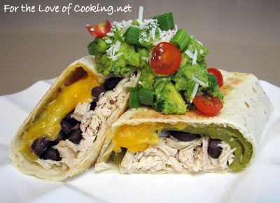 Shredded Chicken, Green Chile, Black Bean and Cheddar Cheese Chimichanga