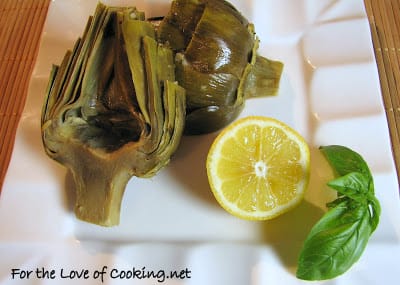 Baked Artichokes with Lemon, Garlic and Basil