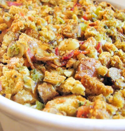 Stuffing with Mushrooms, Sausage, and Bacon