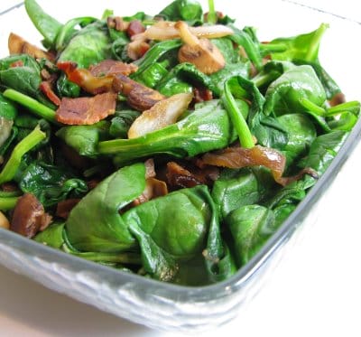 Spinach with Mushrooms, Onions and Bacon