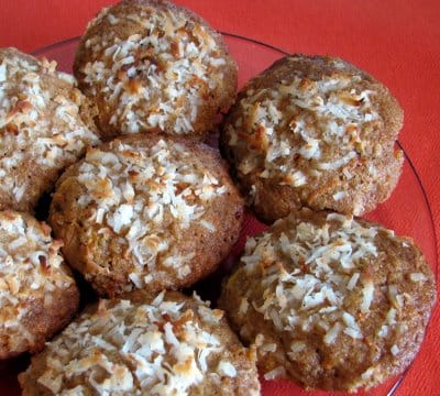 Carrot, Coconut, and Walnut Muffins