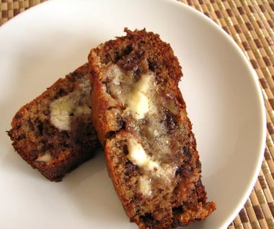 Banana Bread with Chocolate Chips and Toasted Walnuts