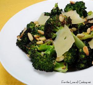 Roasted Broccoli with Shallots, Pine Nuts and Parmesan