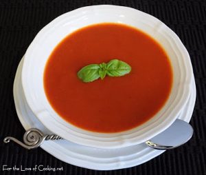 Roasted Garlic and Tomato Soup with Fresh Basil
