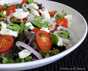 Mixed Greens with Herb Goat Cheese and Wildflower Honey Vinaigrette