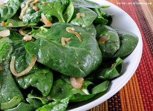 Wilted Spinach Salad with Caramelized Shallots