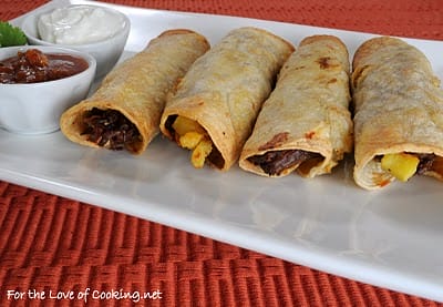 Shredded Beef and Sweet Potato Baked Taquitos