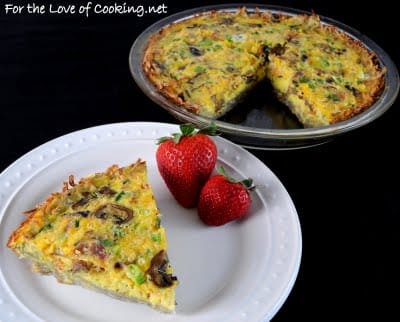Bacon, Mushroom, and Extra Sharp Cheddar Potato Crusted Quiche