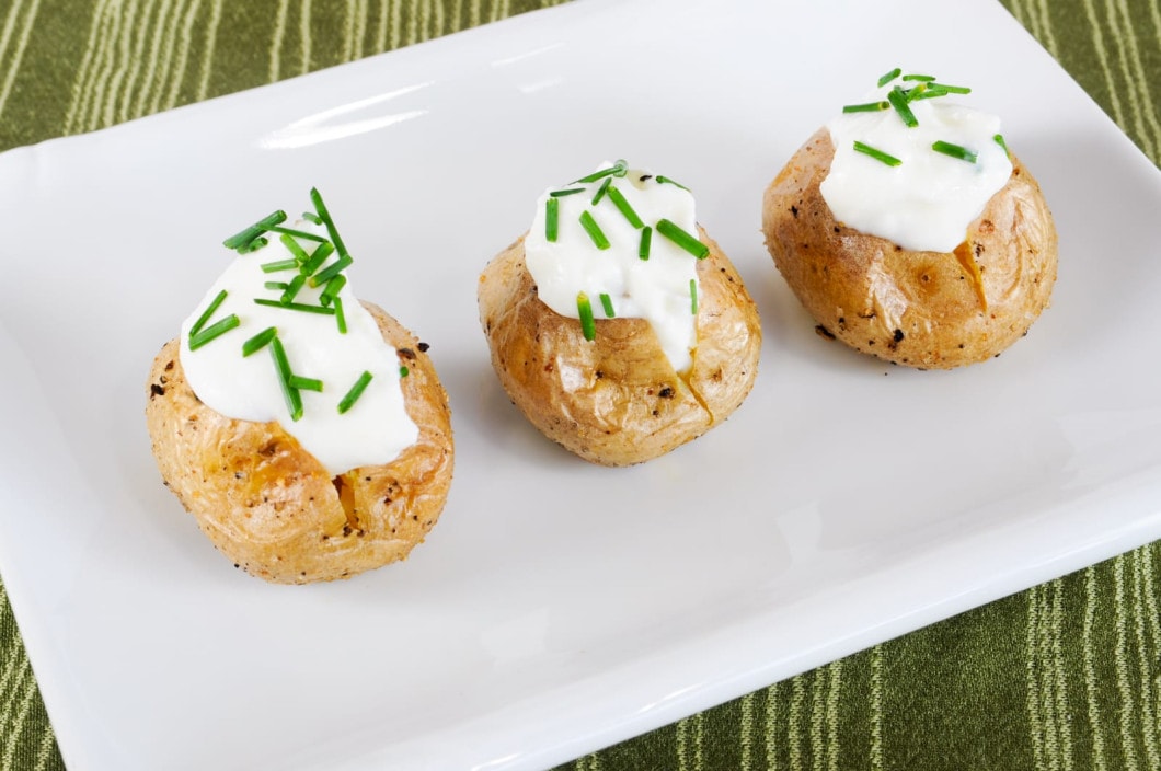 Baked mini potato with dill sour cream - Worldly Treat