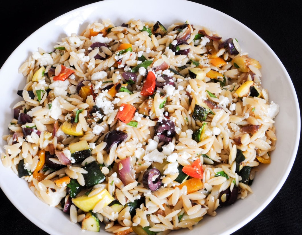 Mediterranean Orzo Salad with Grilled Vegetables