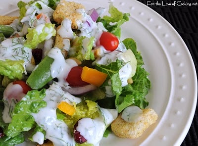 Vegetable Loaded Salad with Creamy Dill Dressing