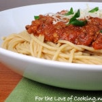 Whole Wheat Spaghetti with a Slow Simmered Meat Sauce