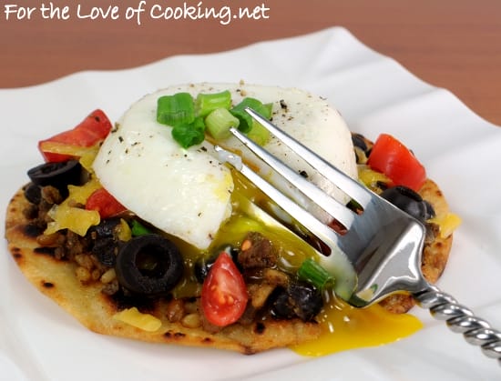 Mexican Tostada topped with a Poached Egg