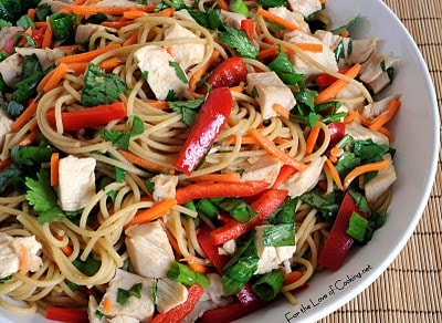 Spicy Sesame Noodles with Roasted Chicken