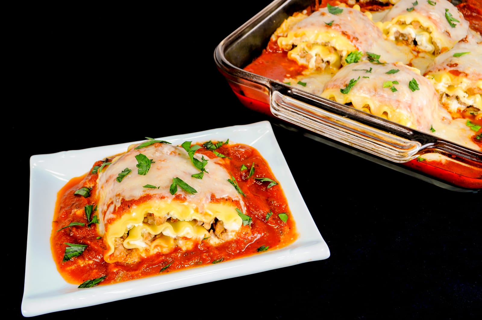 Turkey Italian Sausage and Ricotta Lasagna Roll Ups