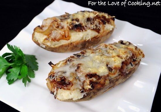 Caramelized Onion and Swiss Cheese Twice Baked Potatoes