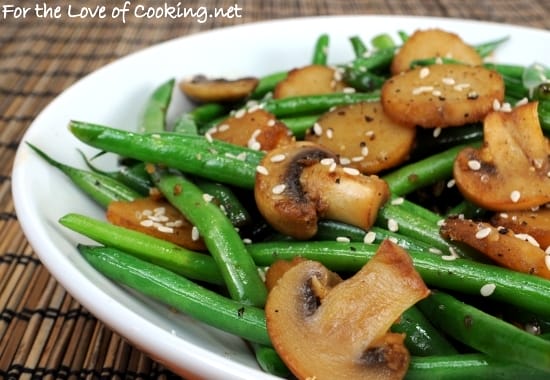 Sesame Green Beans with Mushrooms and Chestnuts