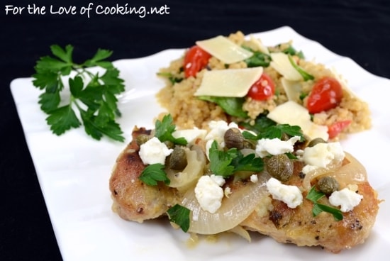 Greek Chicken Thighs with Lemon, Capers, and Feta