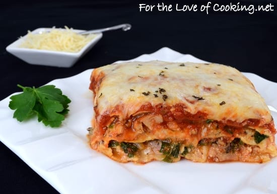 Chicken Basil Sausage Garlicky Kale and Caramelized Onion Lasagna