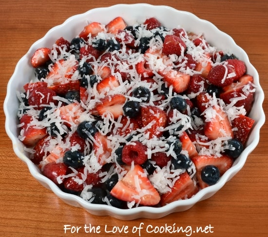 Baked Berries with Lemon Curd and Coconut Topped with Homemade Whipped Cream