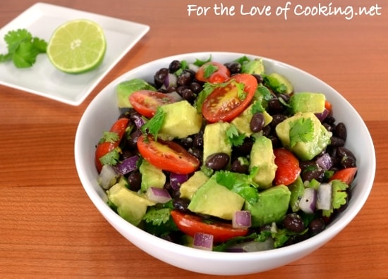 Black Bean Salad with Avocado, Tomatoes, Red Onion, and Cilantro