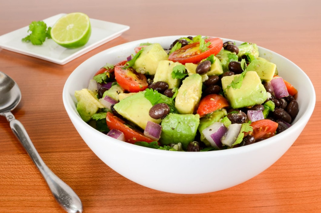 Black Bean Salad with Avocado, Tomatoes, Red Onion, and Cilantro