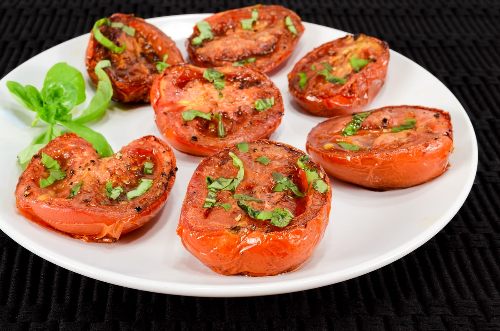 Balsamic Roasted Tomatoes with Fresh Basil For the Love of Cooking