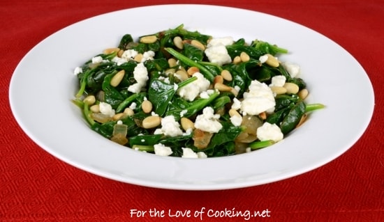 Lemony Spinach with Feta and Pine Nuts