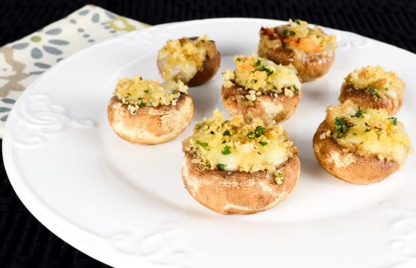 Brie Stuffed Mushrooms Topped with Garlicky Panko