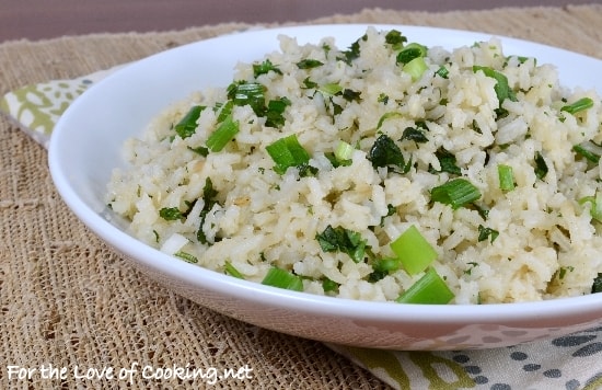 Garlic Rice with Green Onions and Cilantro