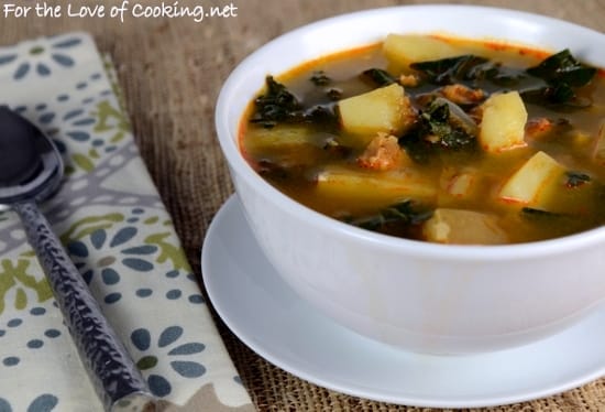 Portuguese Caldo Verde - Soup with Potatoes, Kale, and Chorizo