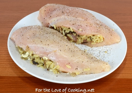 Rice and Mushroom Stuffed Chicken Breasts with a Lemon Mustard Sauce