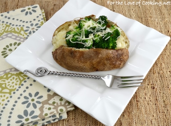 Spicy Broccoli and Sharp Cheddar Topped Baked Potato