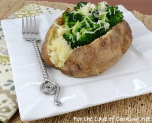 Spicy Broccoli and Sharp Cheddar Topped Baked Potato