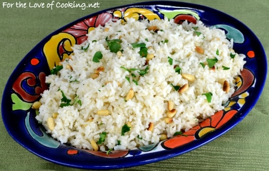 Basmati Rice with Garlic, Pine Nuts, and Fresh Parsley