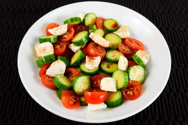 Cucumber, Tomato, Mozzarella Salad with Balsamic