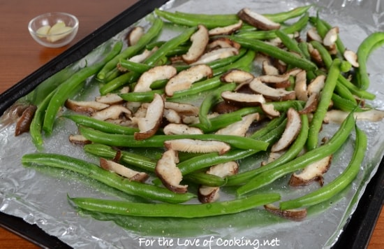 Roasted Green Beans with Shiitake Mushrooms and Garlic