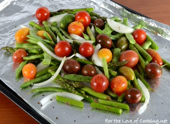 Roasted Heirloom Tomatoes, Asparagus, and Green Beans