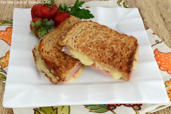 Brie, Ham, and Spicy Mango Jelly Grilled Cheese Sandwich