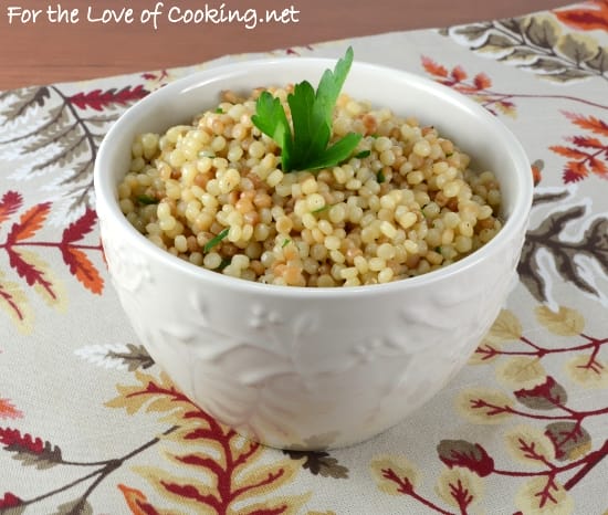 Garlicky Israeli Couscous | For the Love of Cooking