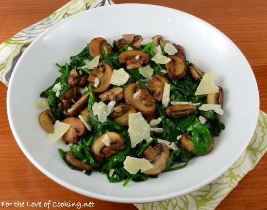 Mushroom and Spinach Sauté with Shaved Parmesan