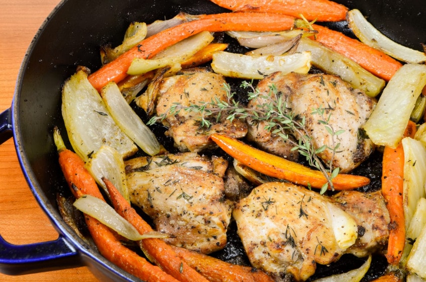 Mustard-Roasted Chicken Thighs With Vegetables | For the Love of Cooking