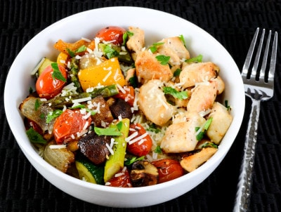 Chicken and Roasted Vegetable Rice Bowl