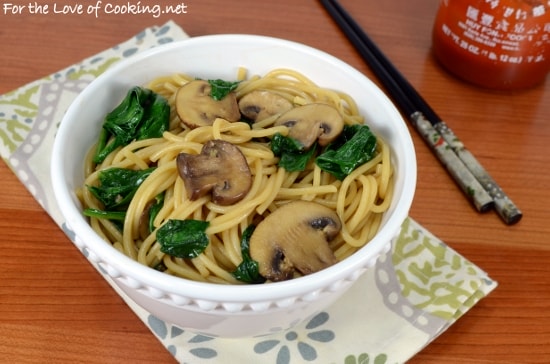 Mushroom, Spinach, and Garlic Noodles