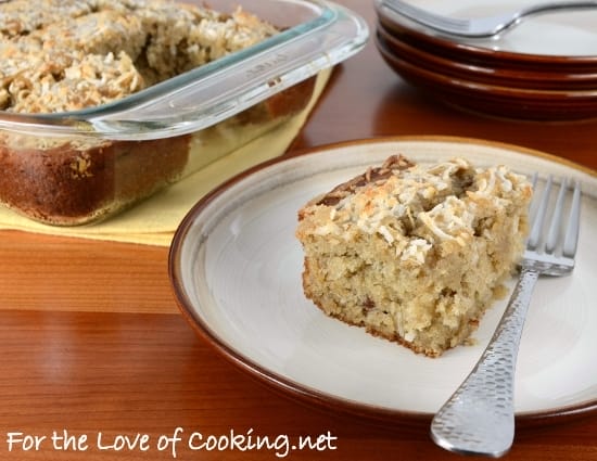 Banana Cake with Pecans and Toasted Coconut