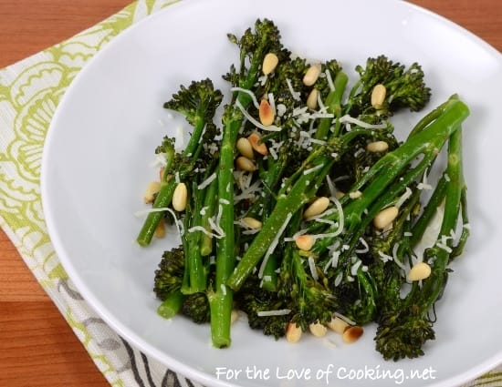 Roasted Broccolini with Garlic, Pine Nuts, and Parmesan