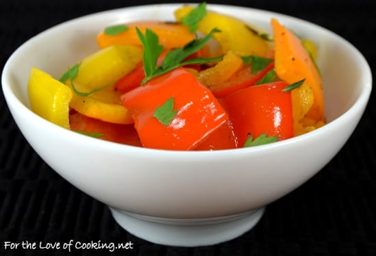 Pan Roasted Bell Peppers with Garlic and Thyme