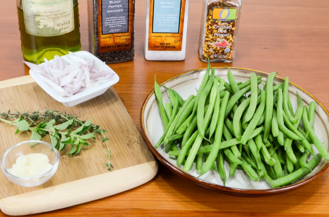 Roasted Green Beans with Herbs, Shallots, and Garlic