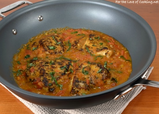 Basil Garlic Chicken Breasts with a Tomato Basil Sauce AND an All-Clad NS1 Nonstick Induction Chef’s Pan Giveaway
